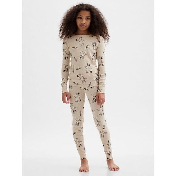 GAP GapKids Size 8 Organic Cotton 2-piece Bunny Pajamas - Picture 1 of 6
